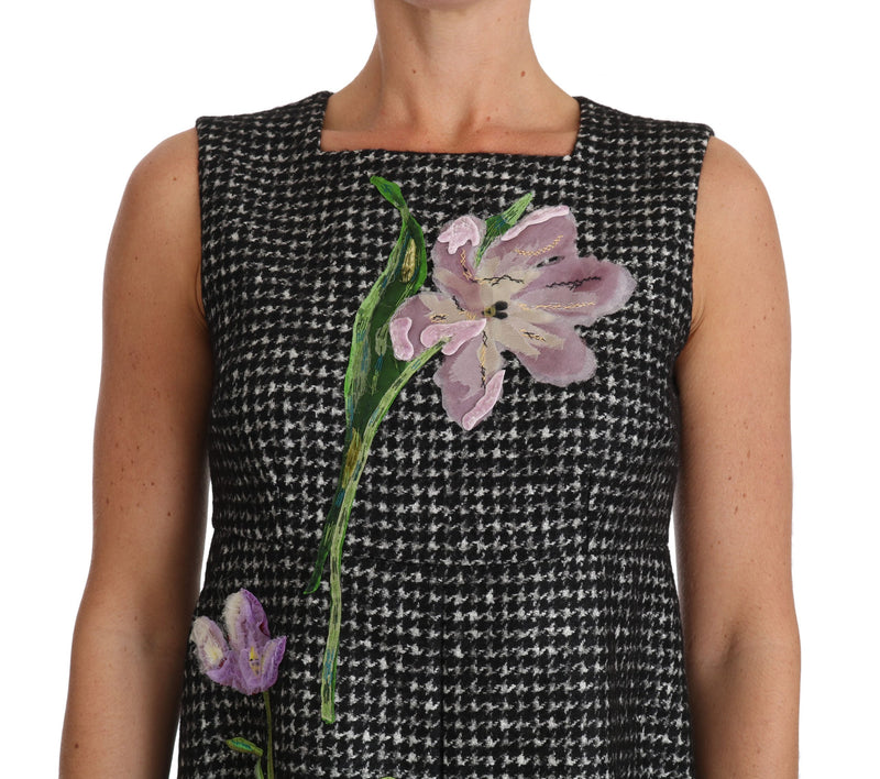 Dolce & Gabbana Gray Tulip Embroidered A-Line Shift Women's Dress