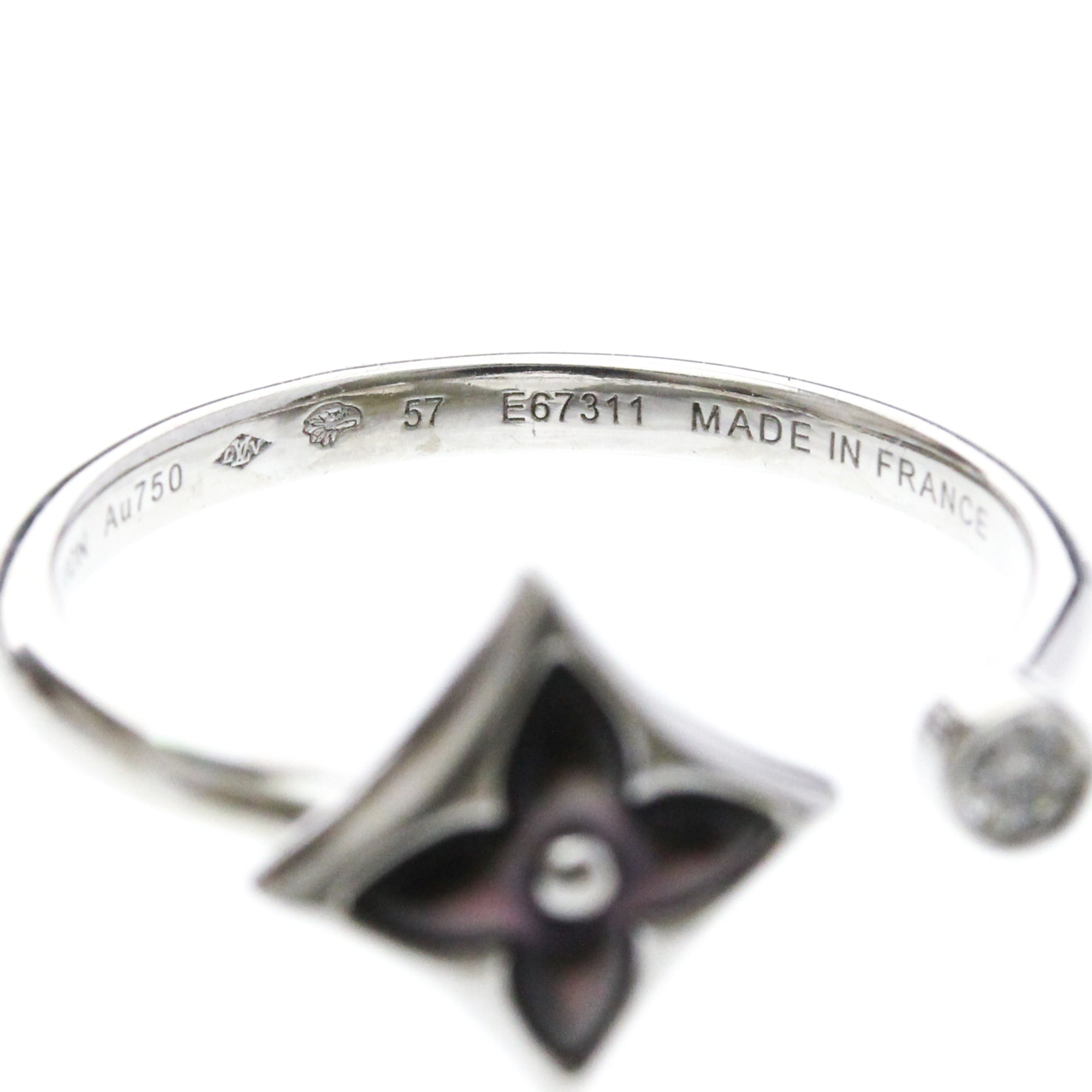 Louis Vuitton Color Blossom Mini Star 18K White Gold With Mother Of Pearl And Diamond Silver White_Gold Ring Jewelry (Pre-Owned)