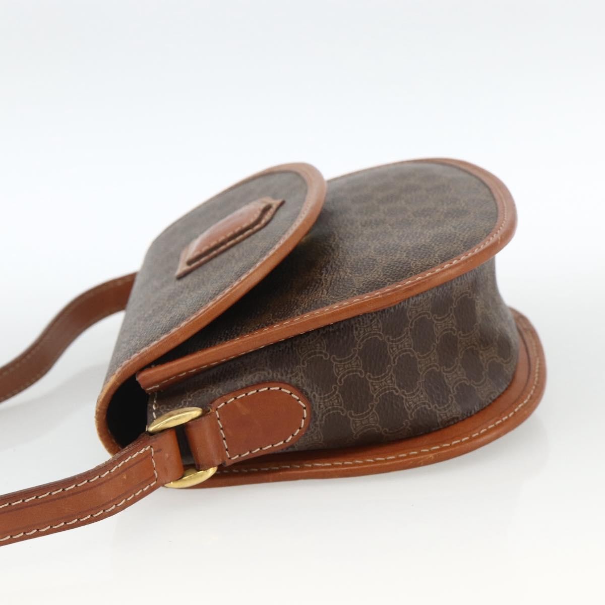 Celine Vintage Macadam Canvas And Leather Brown Canvas Shoulder Bag Bag (Pre-Owned)