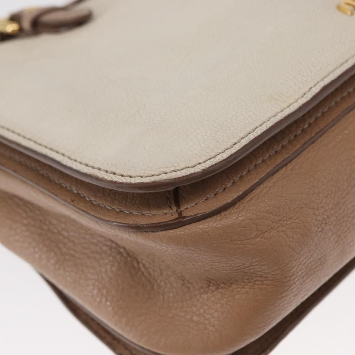 Miu Miu Madras Convertible Lock Tote Leather Beige Leather Handbag (Pre-Owned)