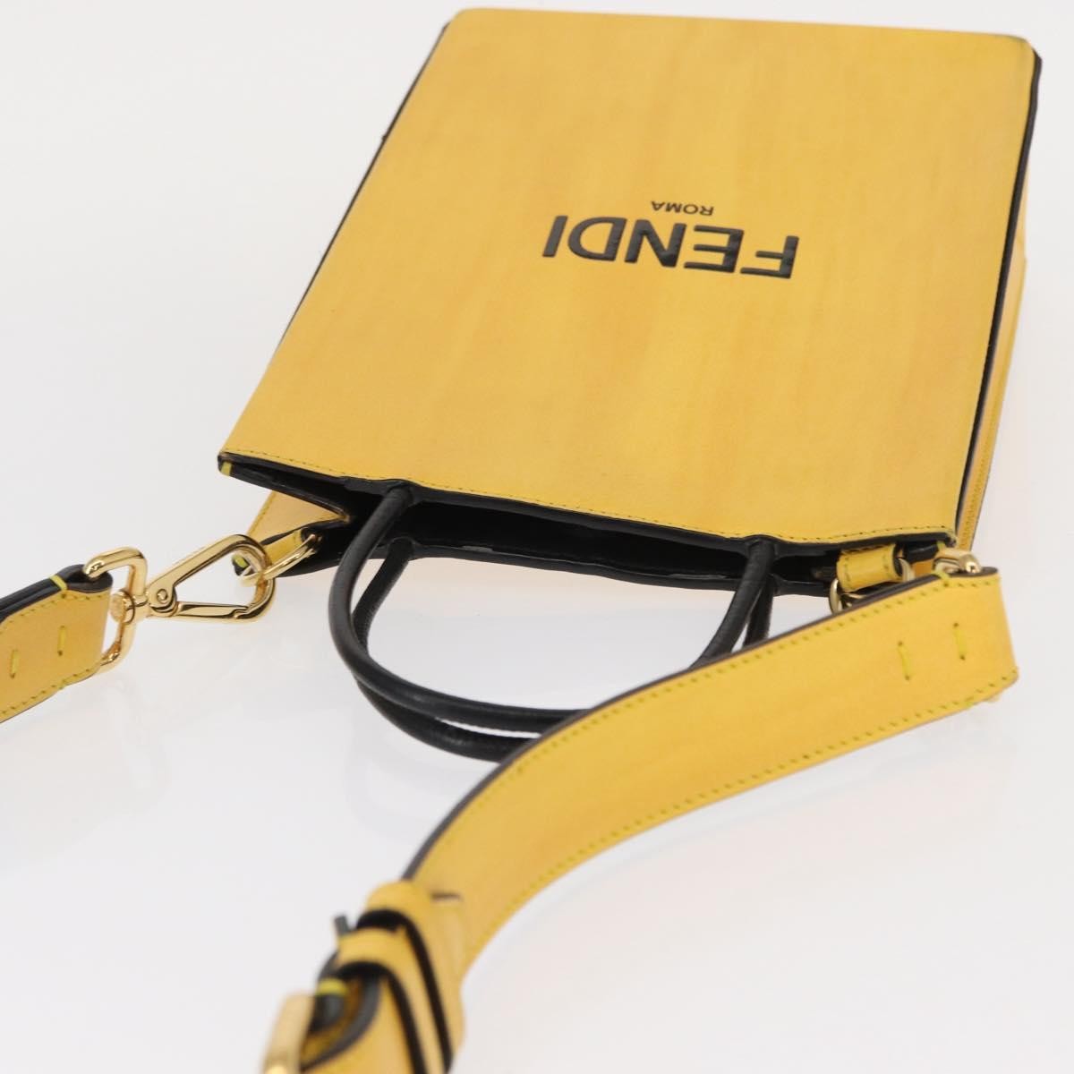 Fendi Pack Shopping Tote Leather Yellow Leather Handbag (Pre-Owned)