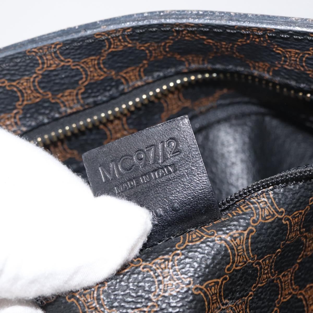 Celine Vintage Macadam Shopper Tote Coated Canvas Black Canvas Tote Bag Bag (Pre-Owned)