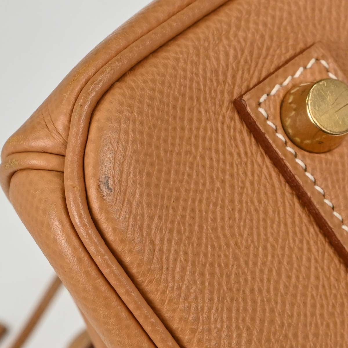 Hermes Birkin Brown Courchevel With Gold Hardware Gold Leather Handbag (Pre-Owned)