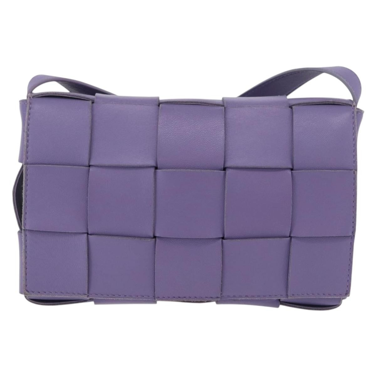 Bottega Veneta Cassette Maxi Intrecciato Leather Purple Leather Crossbody Bag Bag (Pre-Owned)