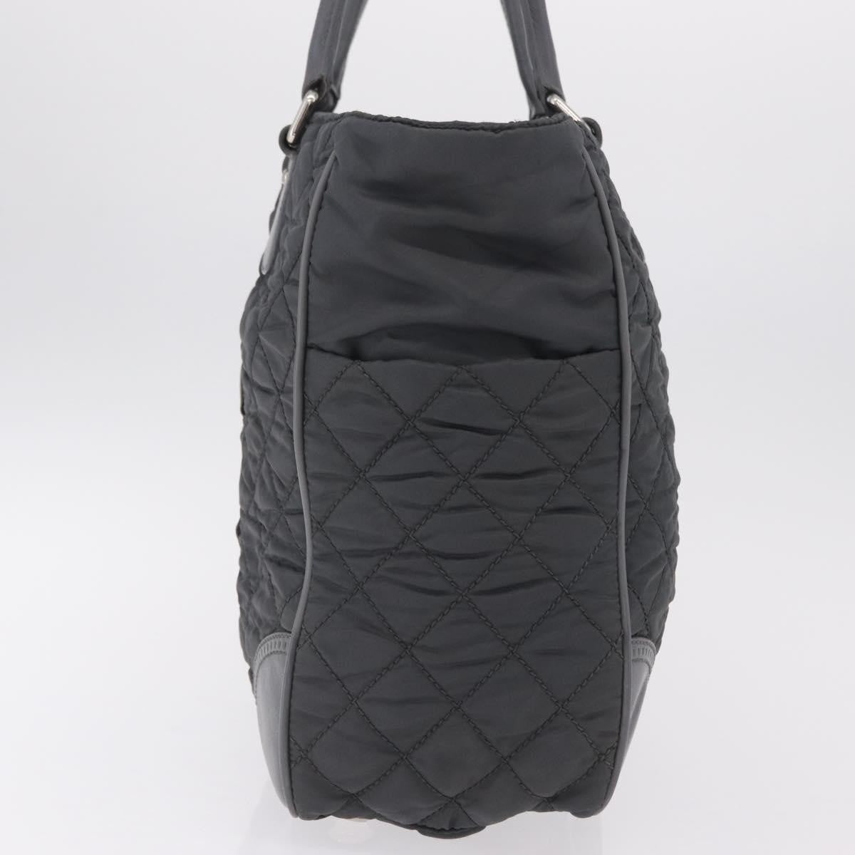 Chanel Vintage Cc Quilted Nylon Gray Nylon Tote Bag Bag (Pre-Owned)