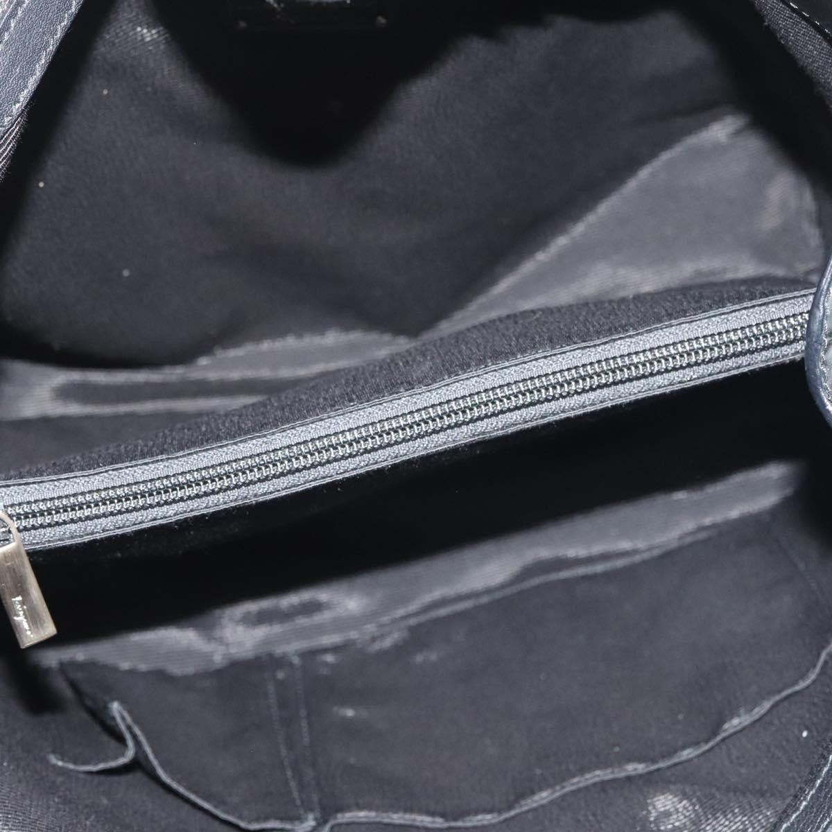 Salvatore Ferragamo Vala Patent Leather Black Patent_Leather Handbag (Pre-Owned)