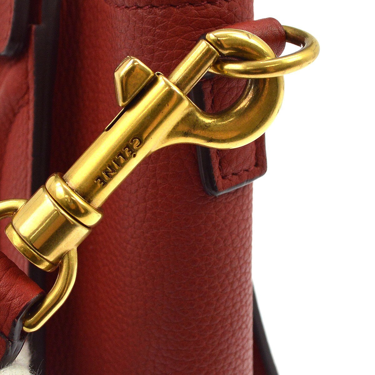 Celine Luggage Grainy Leather Red Leather Handbag (Pre-Owned)