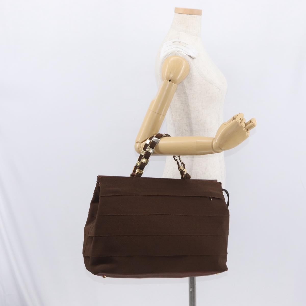 Salvatore Ferragamo Vala Tote Canvas Brown Canvas Tote Bag Bag (Pre-Owned)