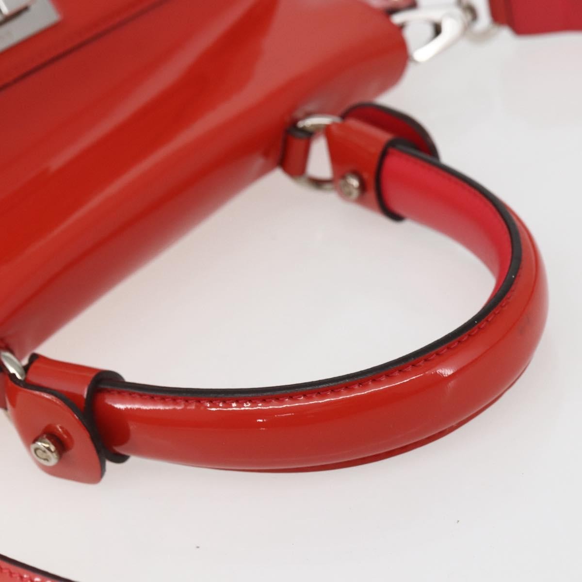 Salvatore Ferragamo Gancini Patent Leather Red Patent_Leather Handbag (Pre-Owned)