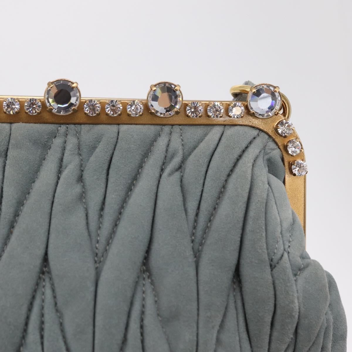 Miu Miu Matelassé Frame Clutch Matelassé Leather Gray Suede Clutche & Pouche Bag (Pre-Owned)