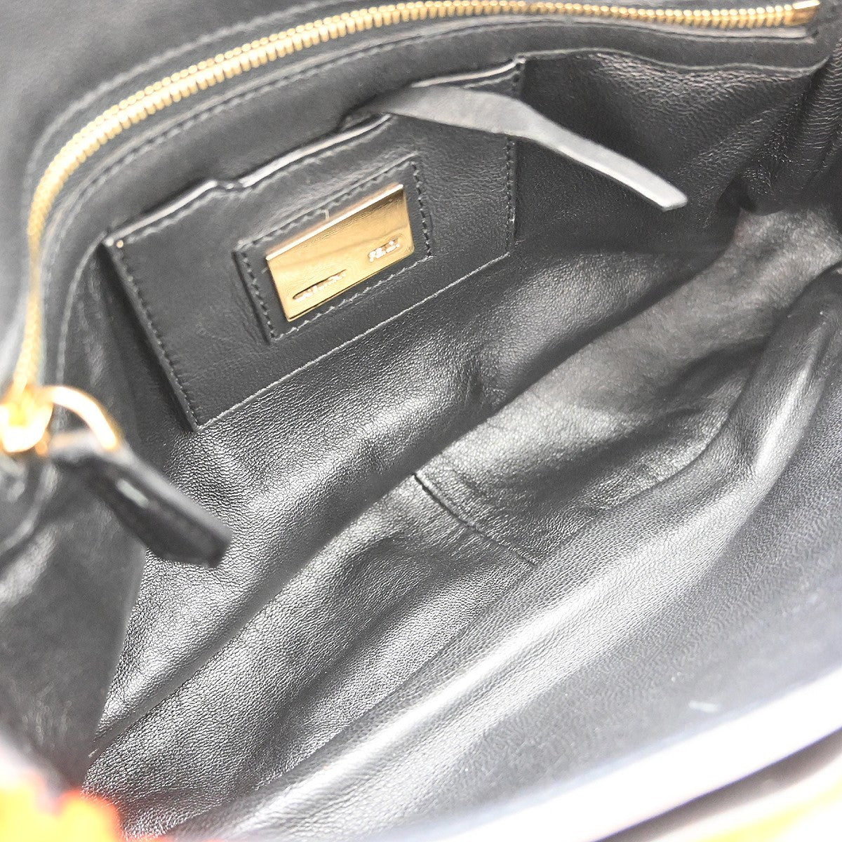 Fendi Be Baguette Flap Shearling Orange Wool Handbag (Pre-Owned)
