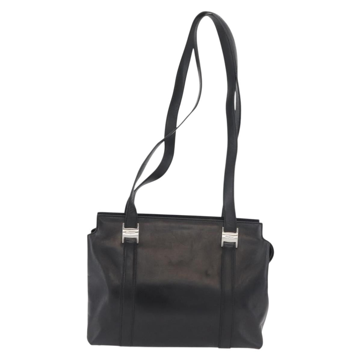 Salvatore Ferragamo Vintage Leather Black Leather Tote Bag Bag (Pre-Owned)
