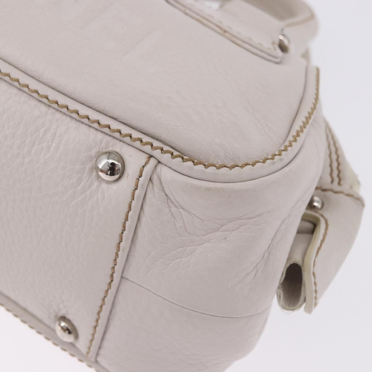 Chanel Lax Tassel Pebbled Leather White Leather Handbag (Pre-Owned)