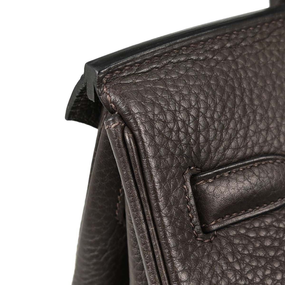 Hermes Birkin Chocolat Taurillon Clemence Brown Leather Handbag (Pre-Owned)