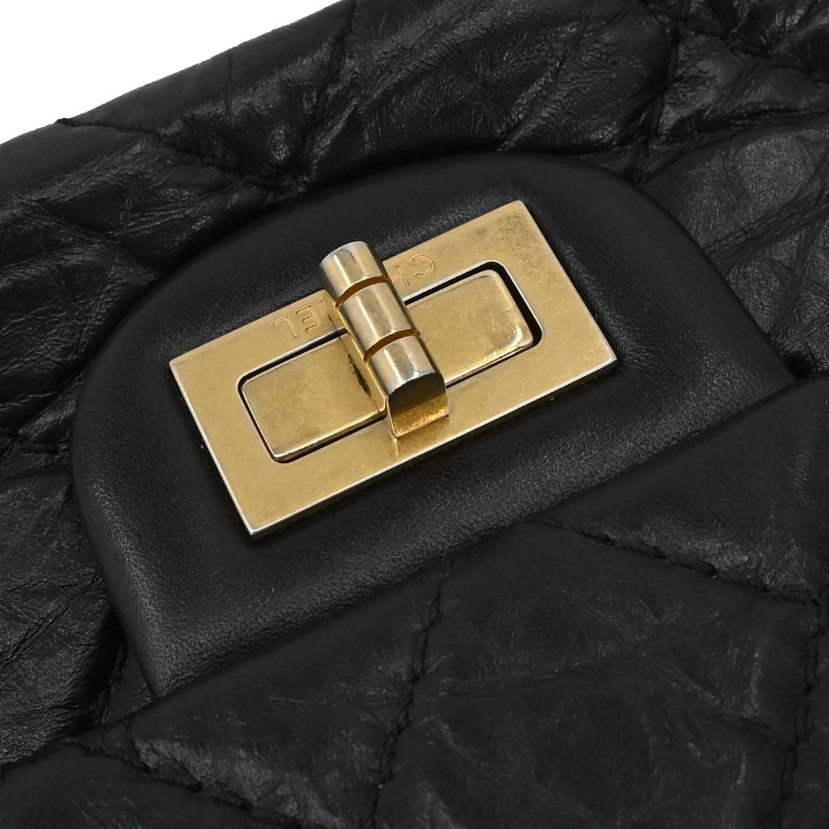 Chanel Reissue 2.55 Flap Quilted Aged Calfskin Black Calfskin Handbag (Pre-Owned)