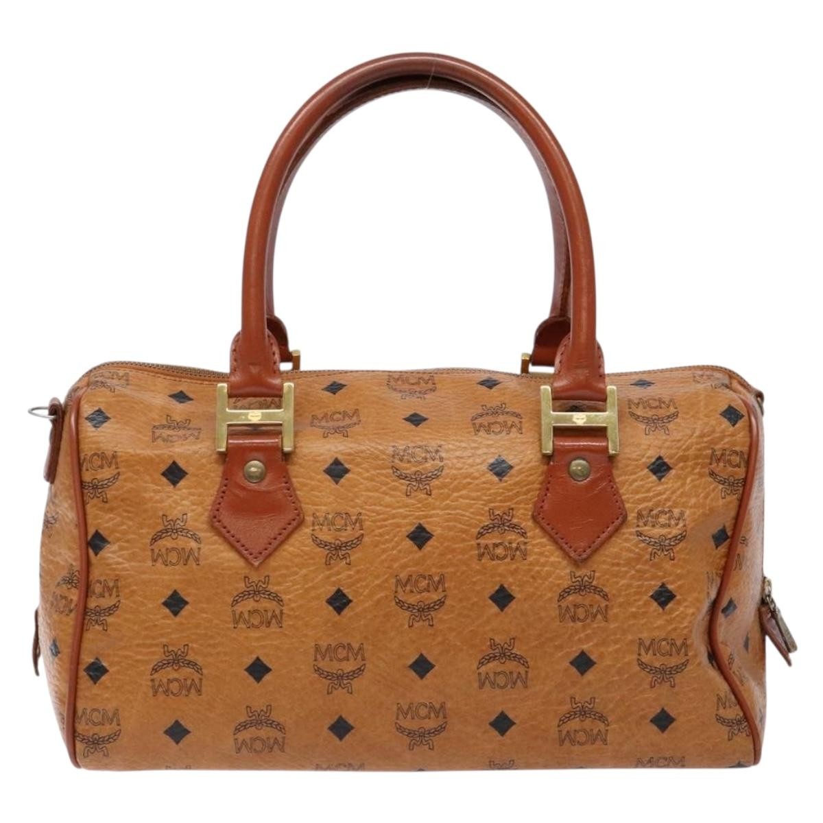 MCM Visetos Logogramme Leather Brown Leather Handbag (Pre-Owned)