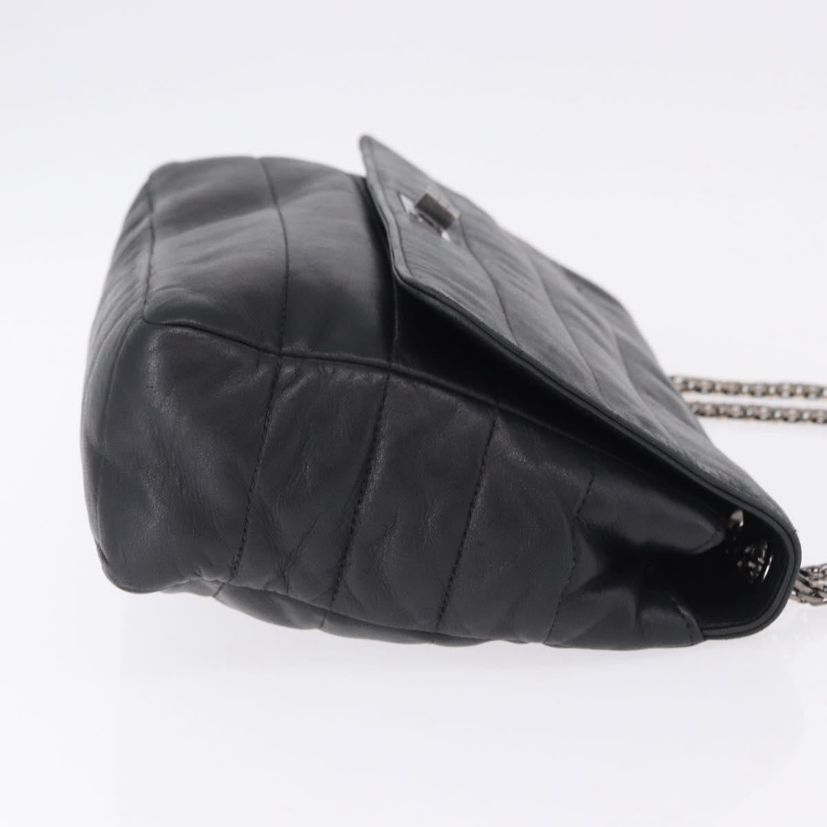 Chanel Vintage Reissue Flap Horizontal Quilt Lambskin Black Leather Shoulder Bag Bag (Pre-Owned)