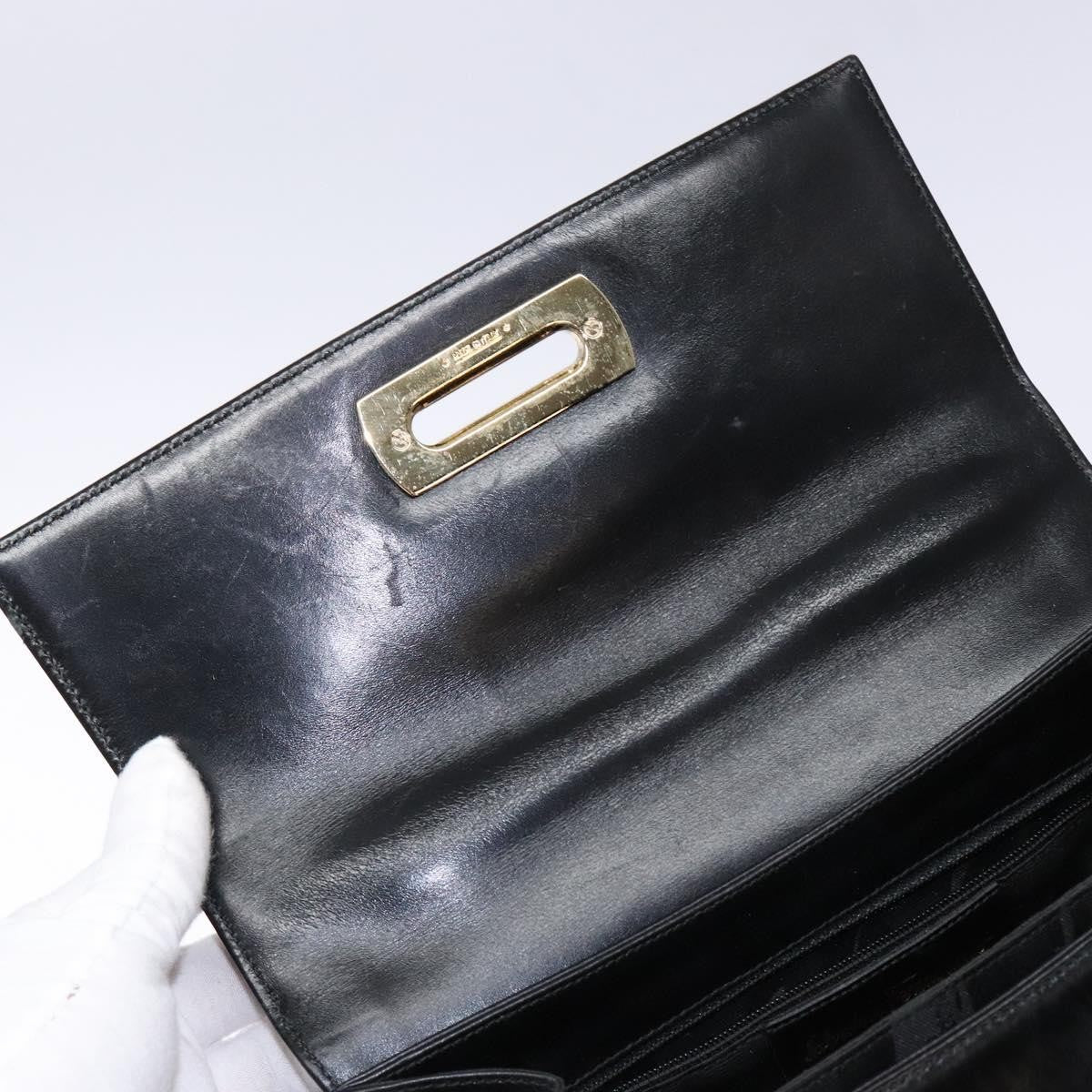 Salvatore Ferragamo Gancini Convertible Top Handle Leather Black Leather Handbag (Pre-Owned)