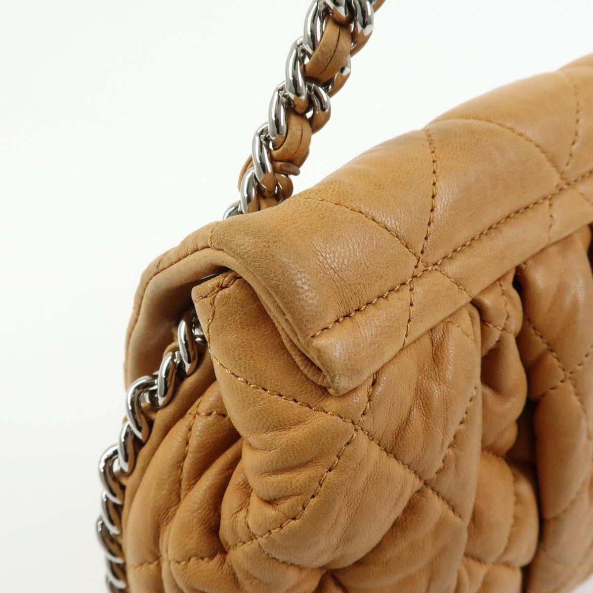 Chanel Chain Around Flap Quilted Leather Brown Leather Handbag (Pre-Owned)