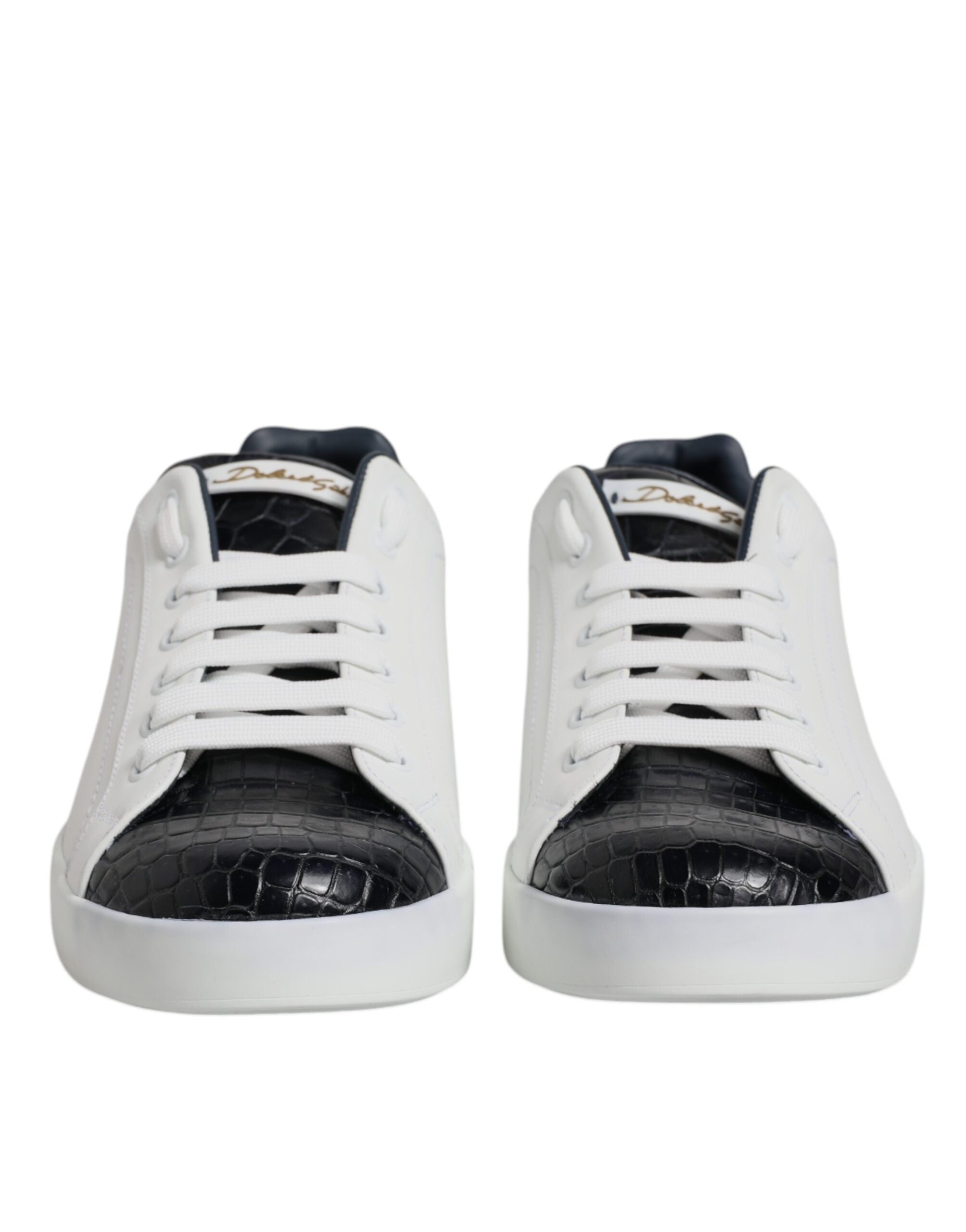 Dolce & Gabbana White Black Leather Portofino Sneaker Men's Shoes (Pre-Owned)