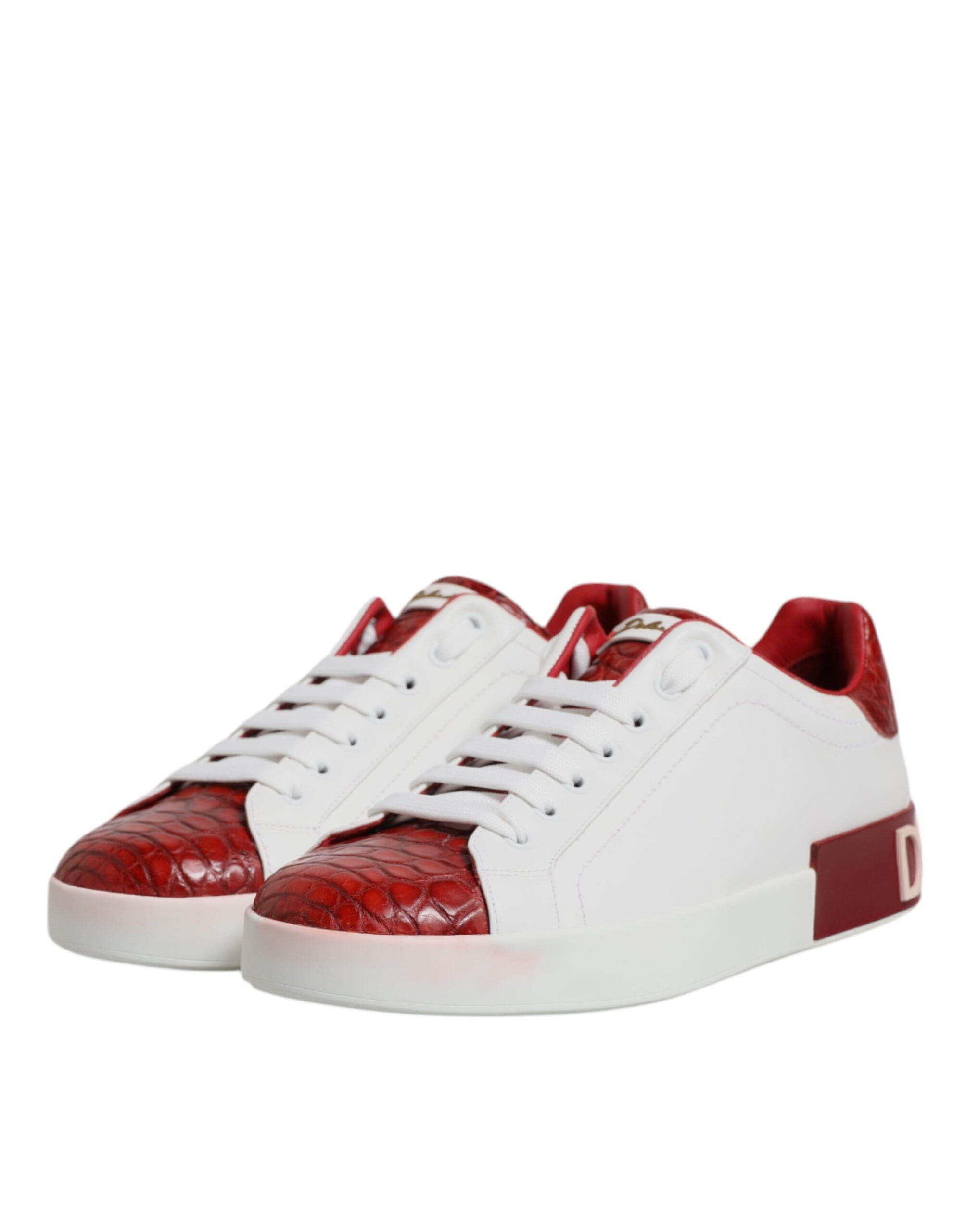 Dolce & Gabbana White Red Leather Portofino Men Sneaker Men's Shoes (Pre-Owned)