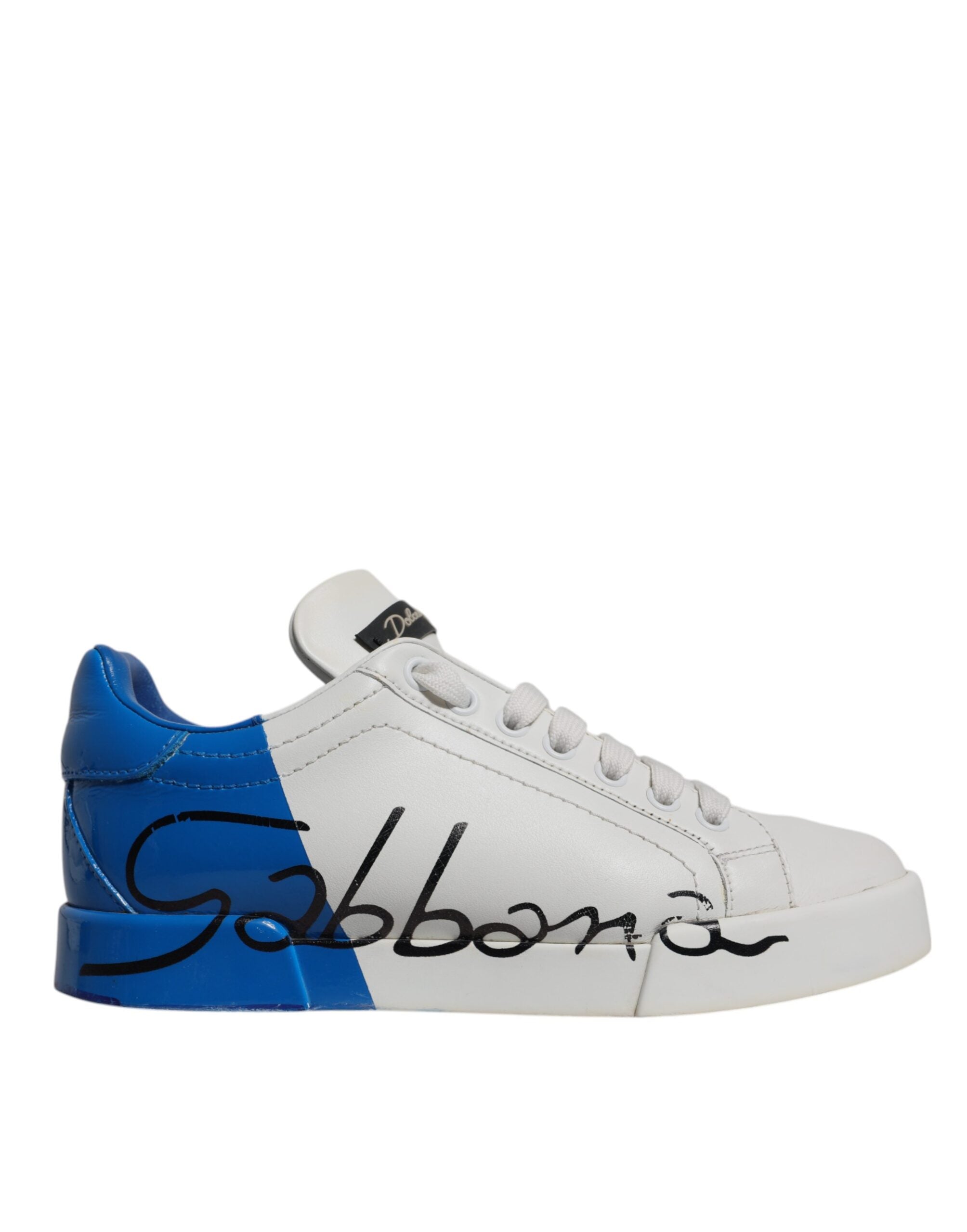 Dolce & Gabbana White Blue Logo Portofino Sneakers Women's Shoes (Pre-Owned)