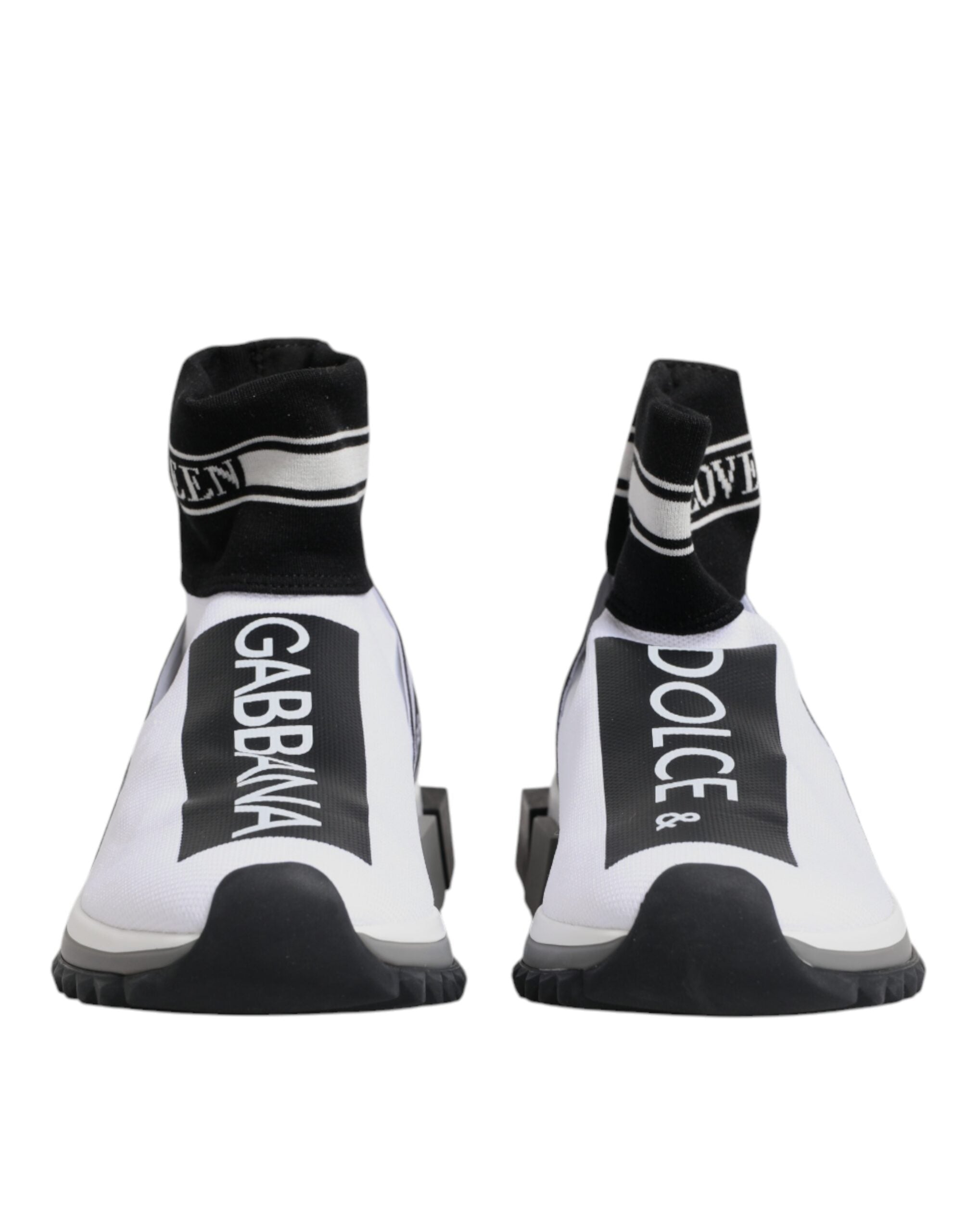 Dolce & Gabbana White Black Sorrento Socks Sneakers Men's Shoes