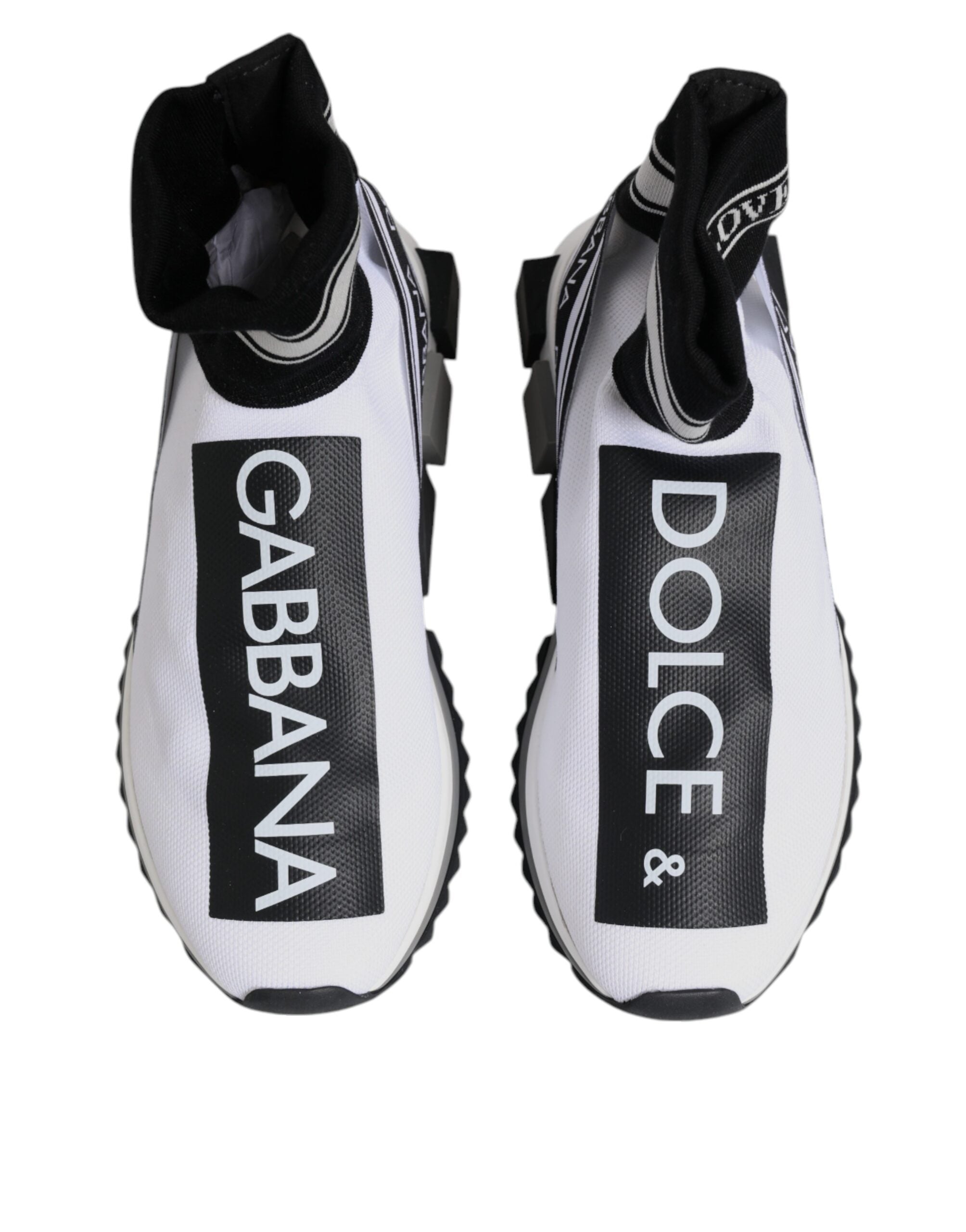 Dolce & Gabbana White Black Sorrento Socks Sneakers Men's Shoes