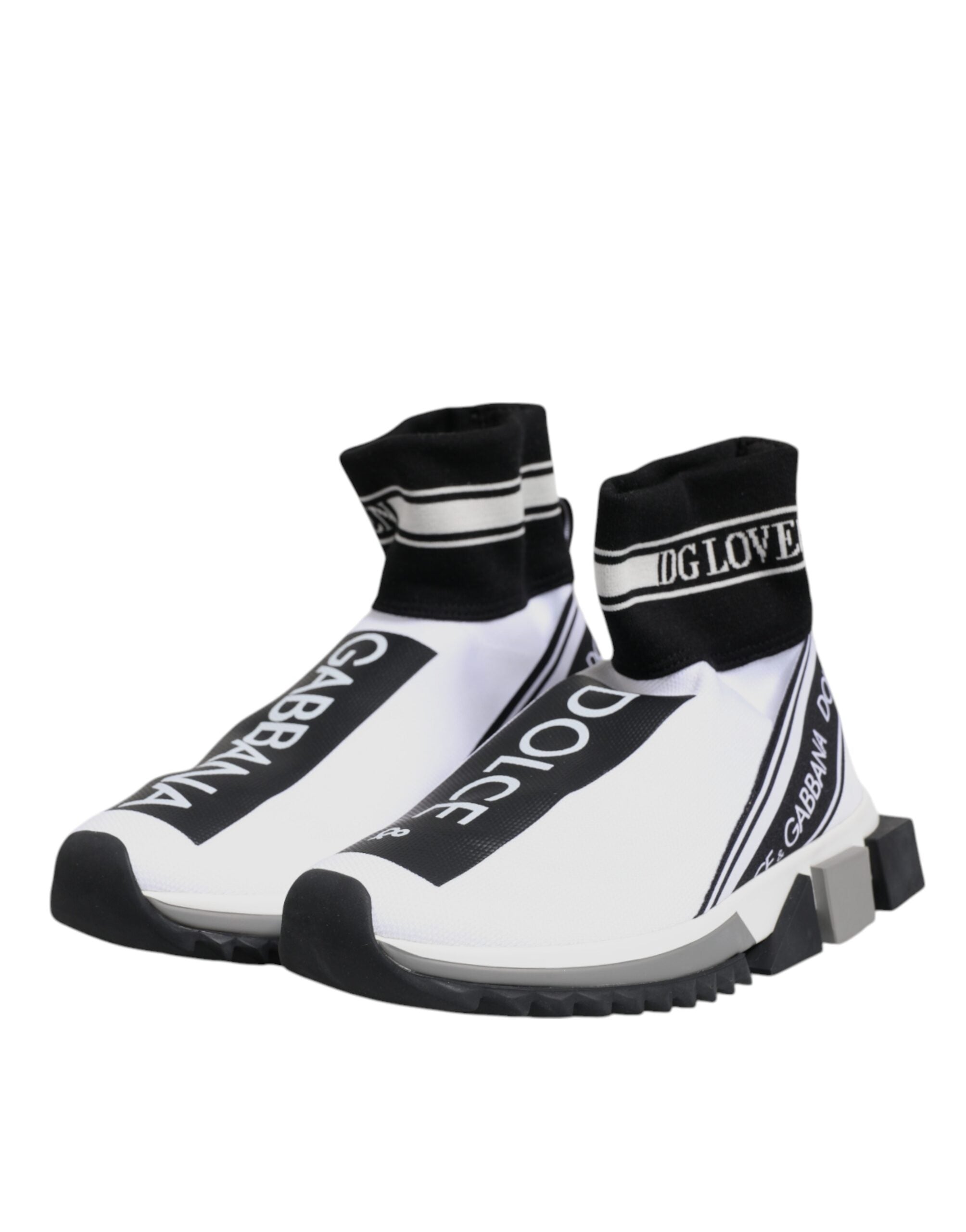 Dolce & Gabbana White Black Sorrento Socks Sneakers Men's Shoes