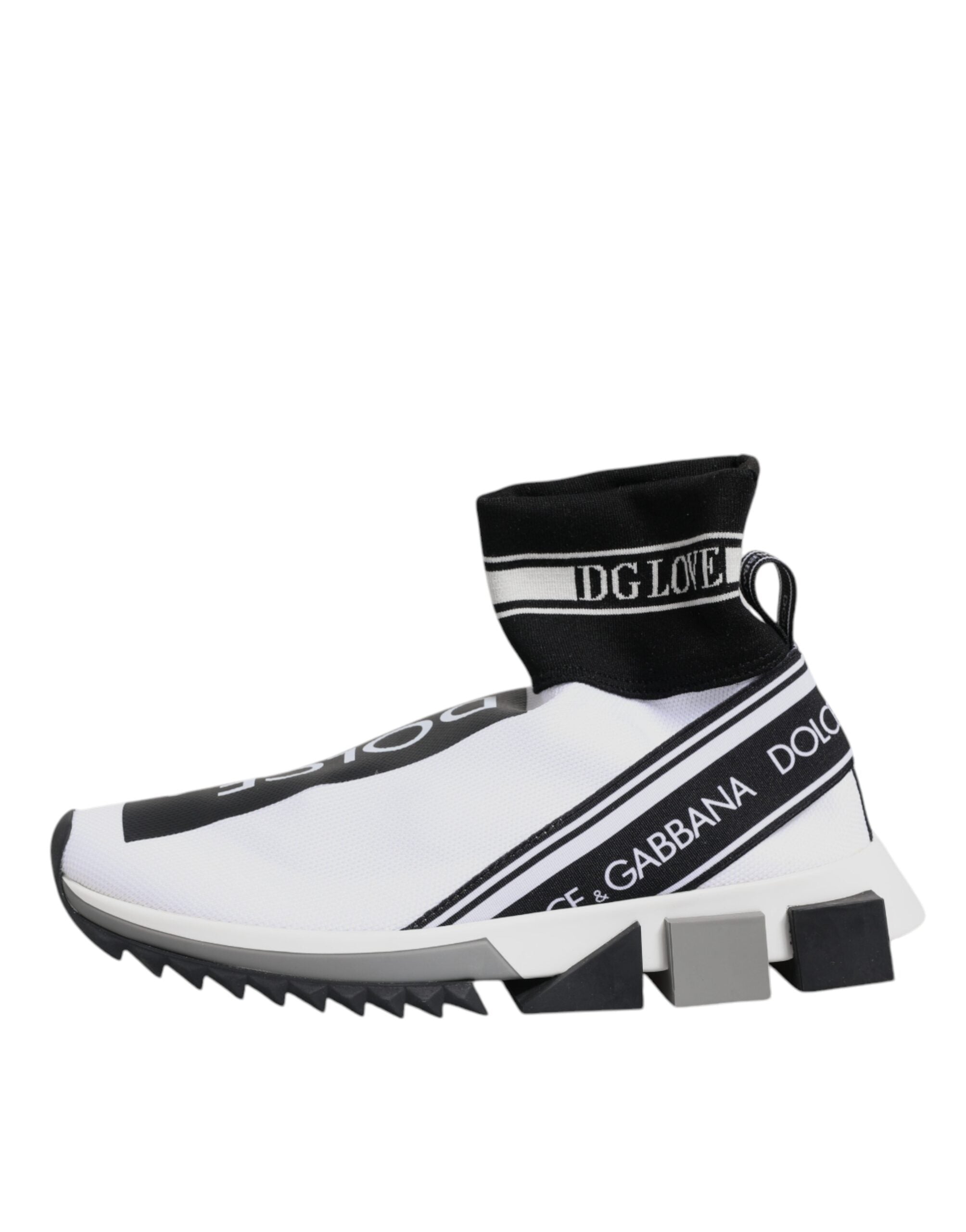 Dolce & Gabbana White Black Sorrento Socks Sneakers Men's Shoes