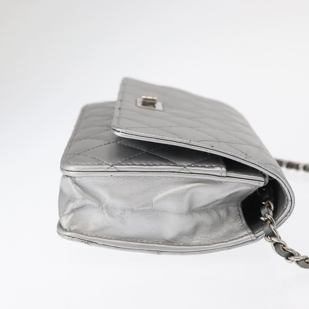 Chanel Reissue 2.55 Wallet On Chain Quilted Lambskin Silver Leather Crossbody Bag Bag (Pre-Owned)