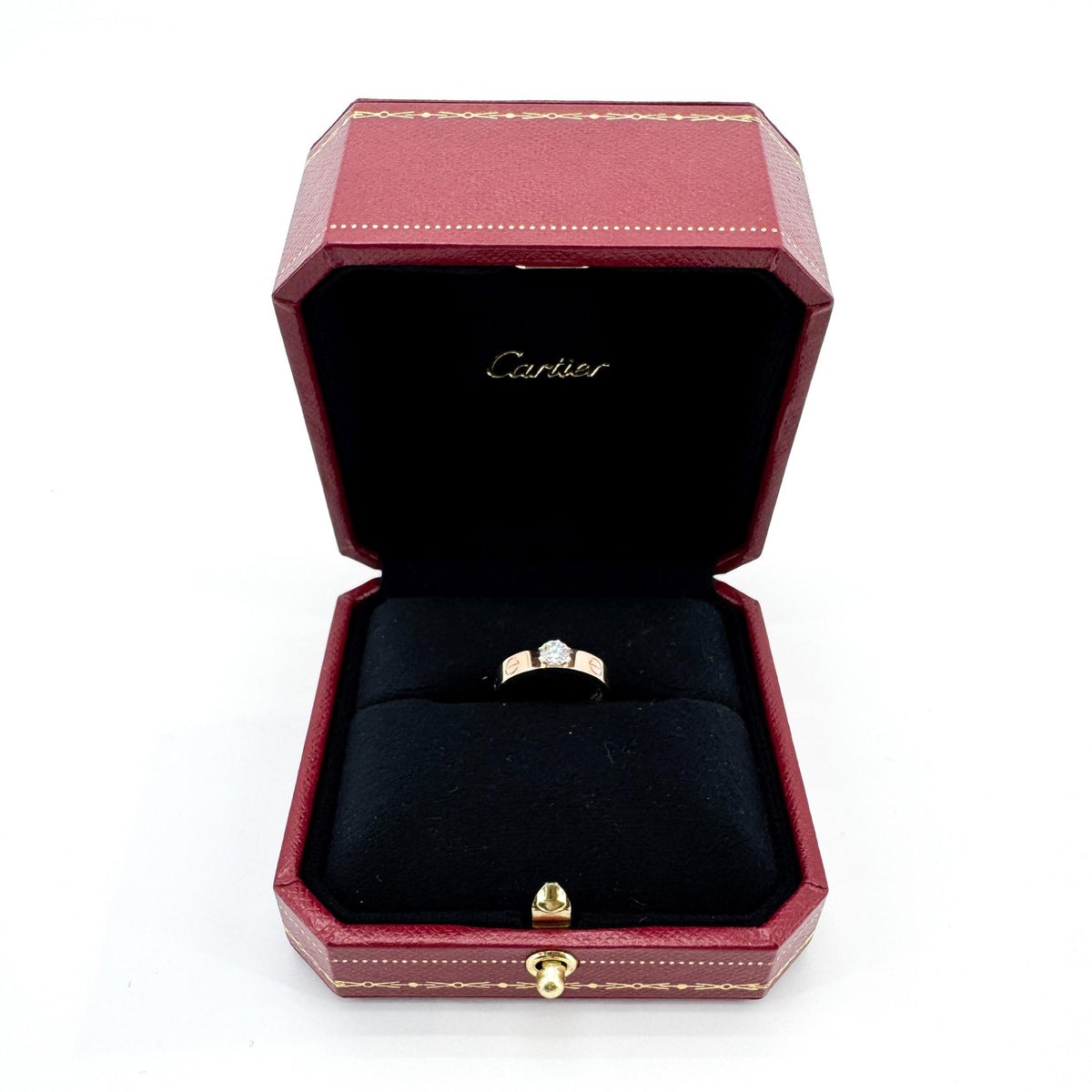 Cartier Love Solitaire 18K Rose Gold And Diamond Gold Rose_Gold Ring Jewelry (Pre-Owned)