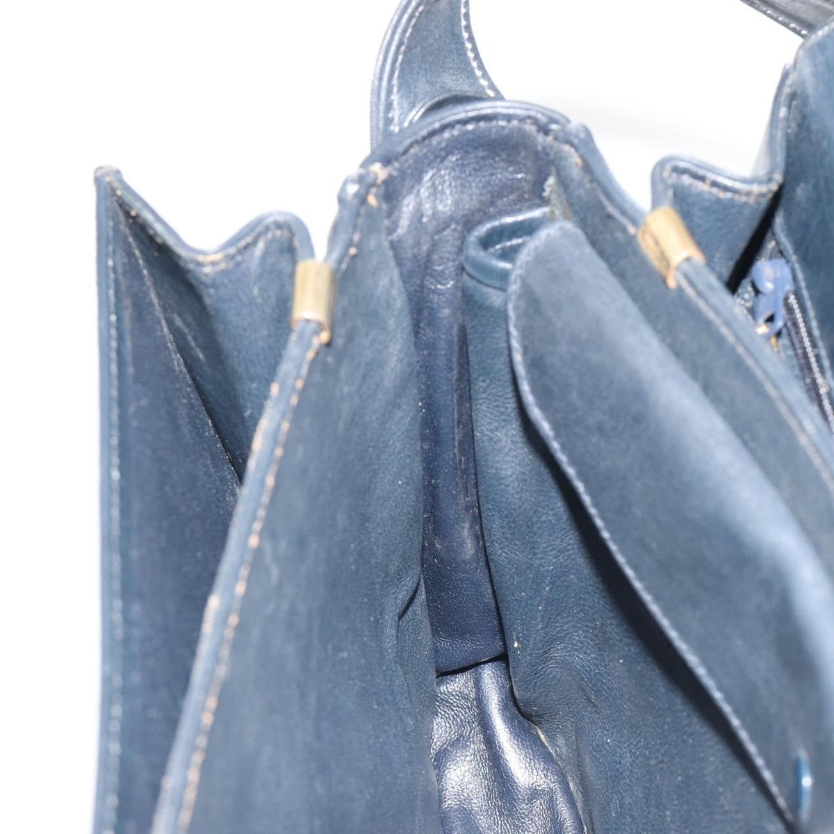 Celine Vintage Horse Carriage C Macadam Canvas And Leather Navy Canvas Shoulder Bag Bag (Pre-Owned)