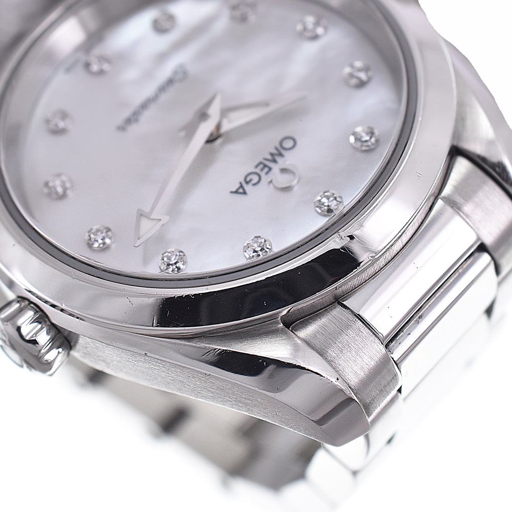 Omega Seamaster Aqua Terra 150M Quartz Stainless Steel With Diamond Markers And Mother Of Pearl Watch (Pre-Owned)