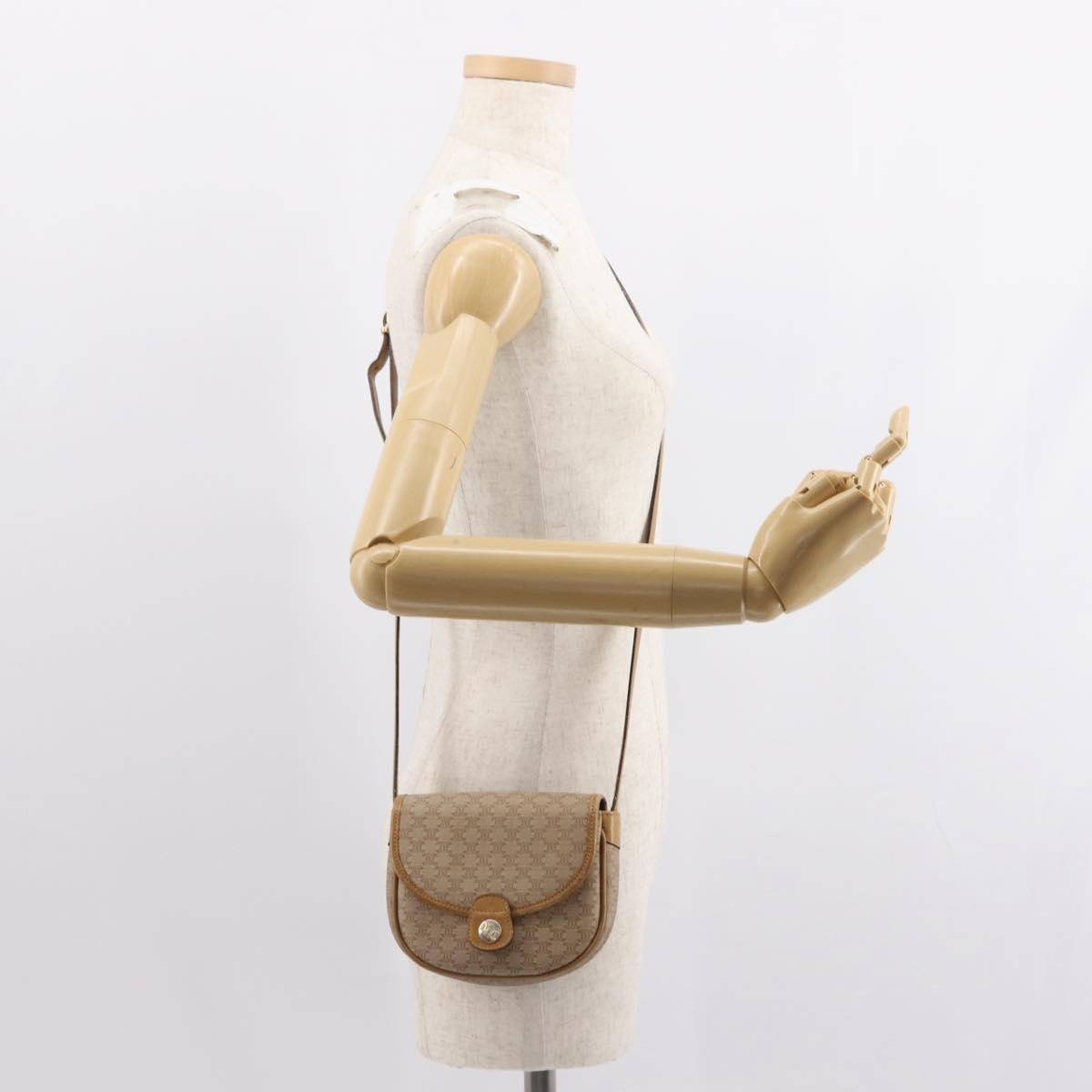 Celine Vintage Macadam Canvas And Leather Beige Canvas Shoulder Bag Bag (Pre-Owned)