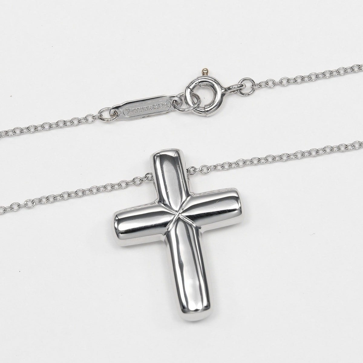 Tiffany & Co. Cross Pendant Platinum And Diamonds Silver Platinum Necklace Jewelry (Pre-Owned)