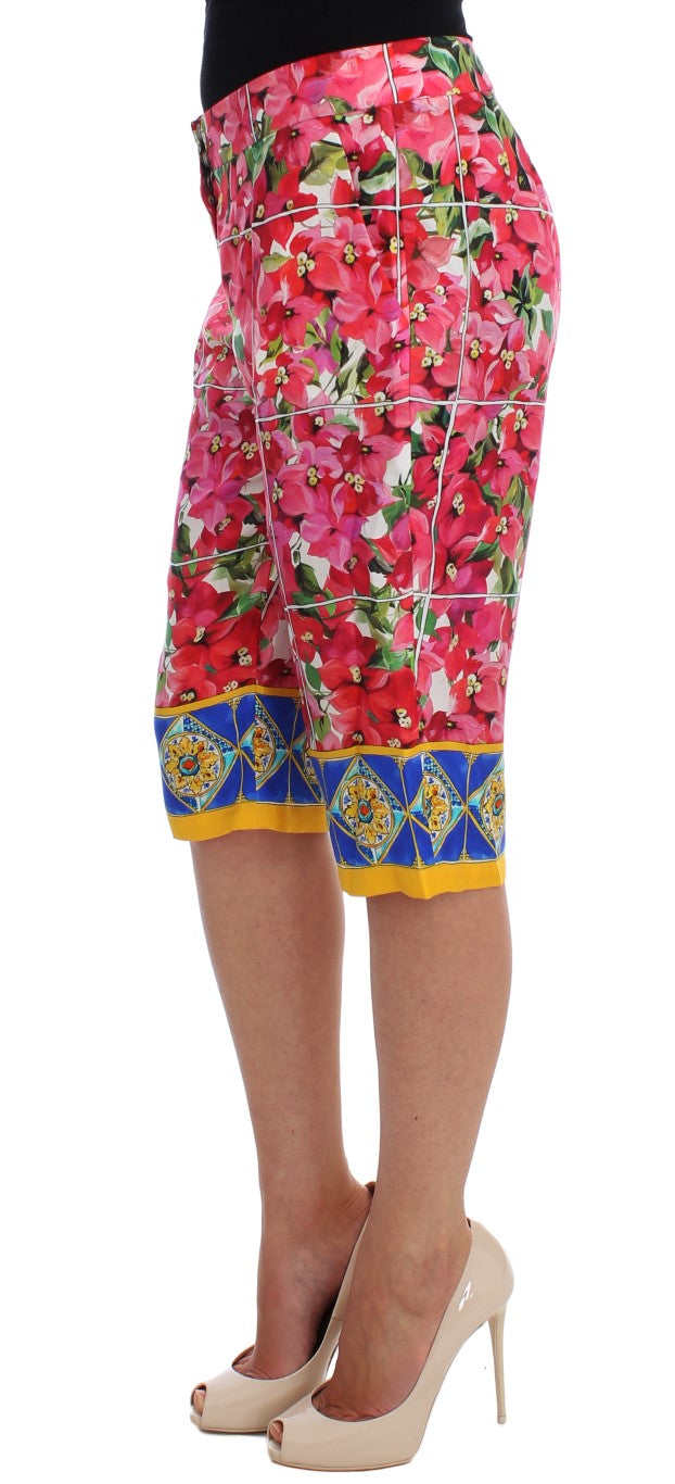 Dolce & Gabbana Multicolor Floral Silk Capri Women's Pants