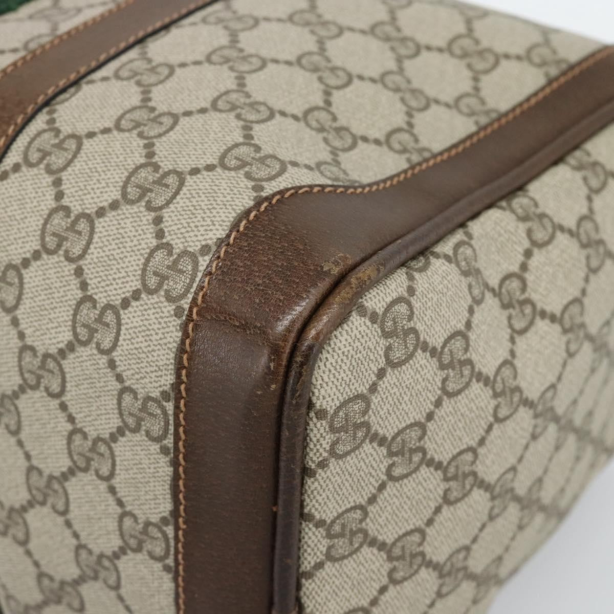 Gucci Vintage Web Boston Gg Coated Canvas Beige Canvas Handbag (Pre-Owned)