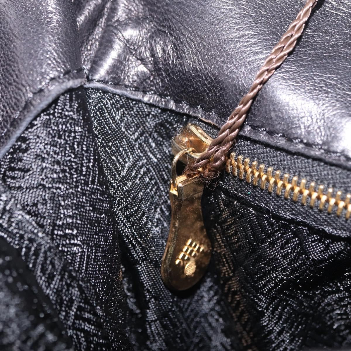Bottega Veneta Backpack Leather With Intrecciato Black Leather Backpack Bag (Pre-Owned)