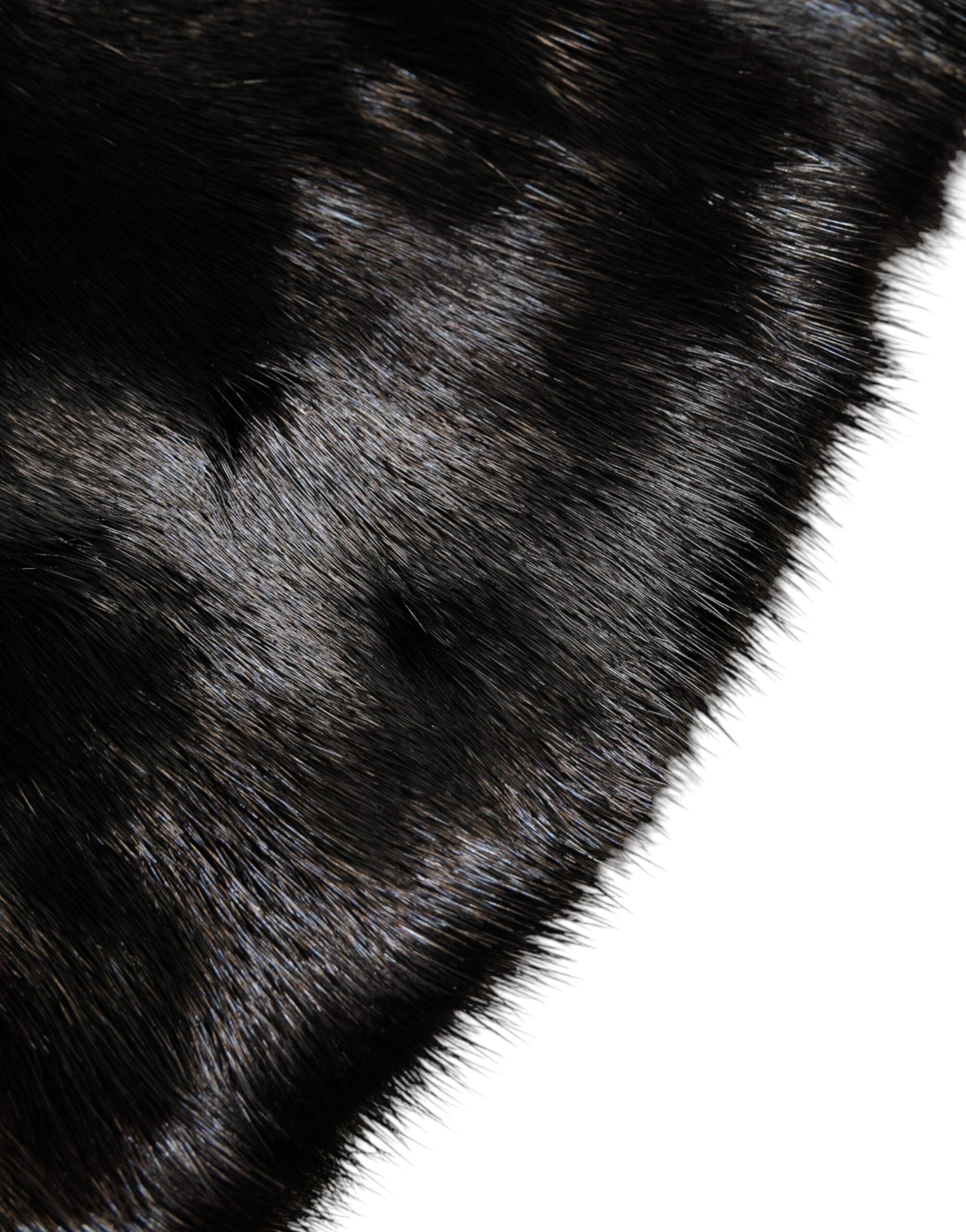 Dolce & Gabbana Black Fur Shawl Neck Wrap Cover Collar Women's Scarf