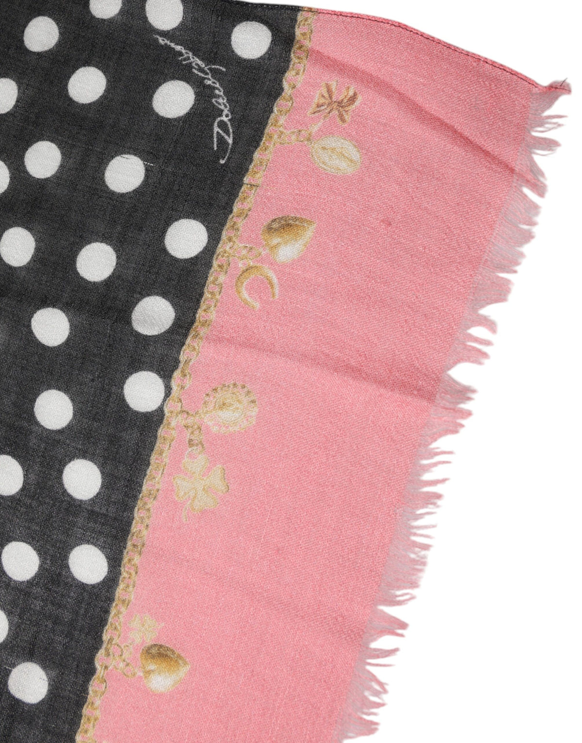 Dolce & Gabbana Black White Polka Dots Fringes Wrap Women's Scarf (Pre-Owned)