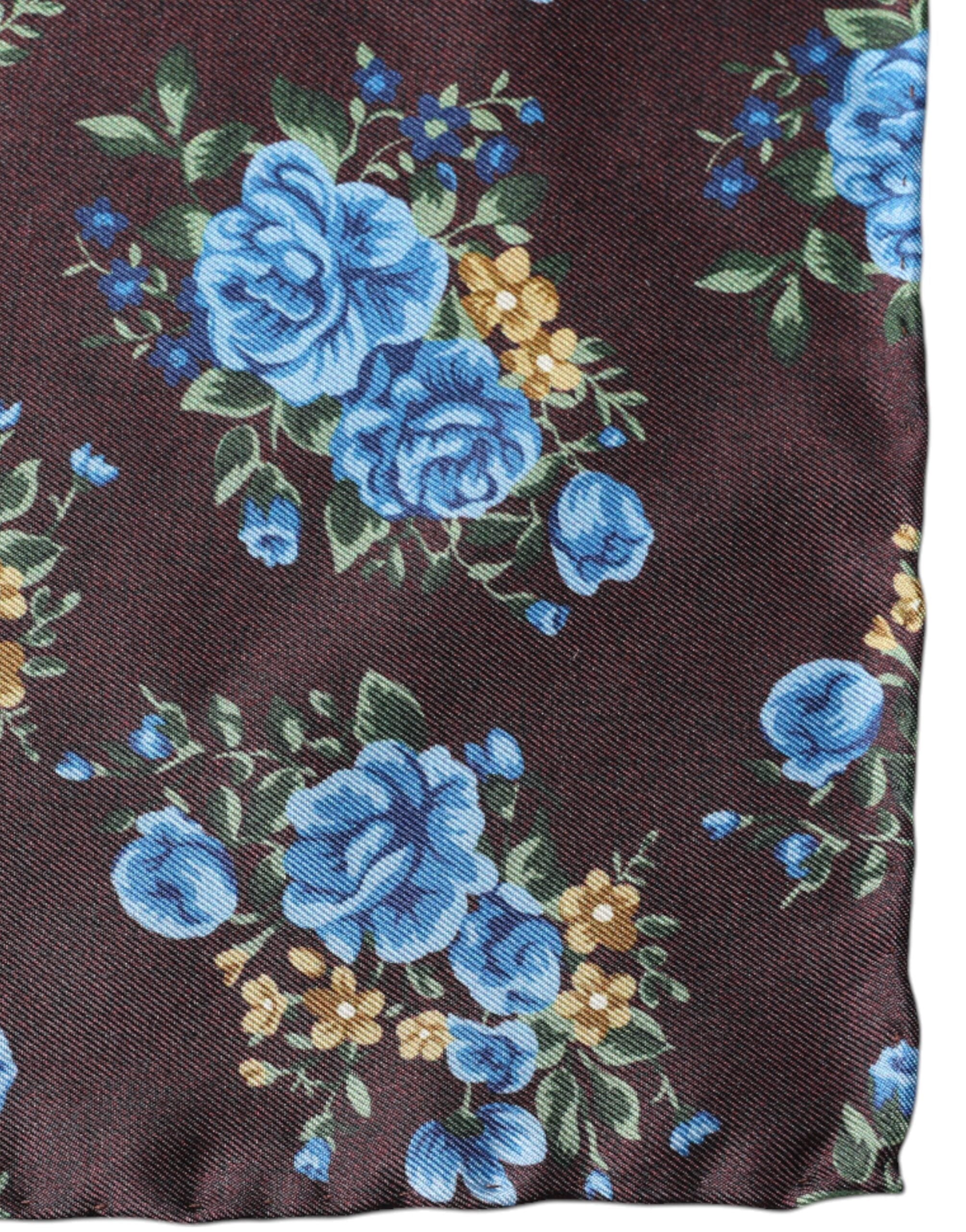 Dolce & Gabbana Brown Floral Fantasy Silk Handkerchief Women's Scarf