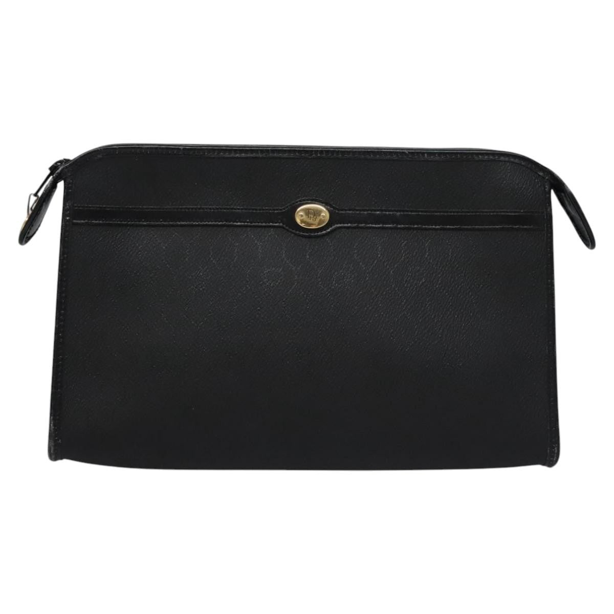 Christian Dior Vintage Honeycomb Zip Coated Canvas Black Canvas Clutche & Pouche Bag (Pre-Owned)