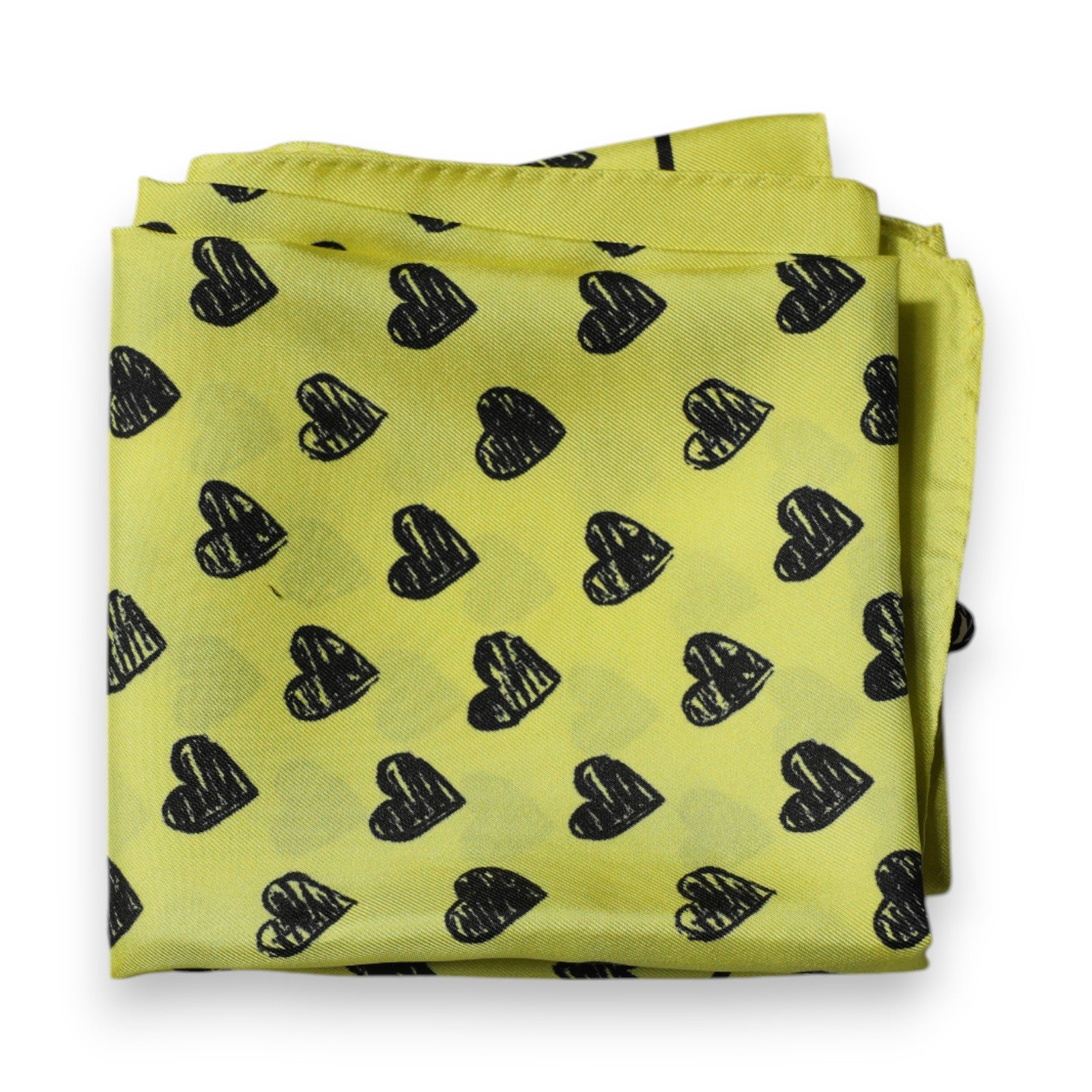 Dolce & Gabbana Yellow Hearts Silk Square Bandana Women's Scarf