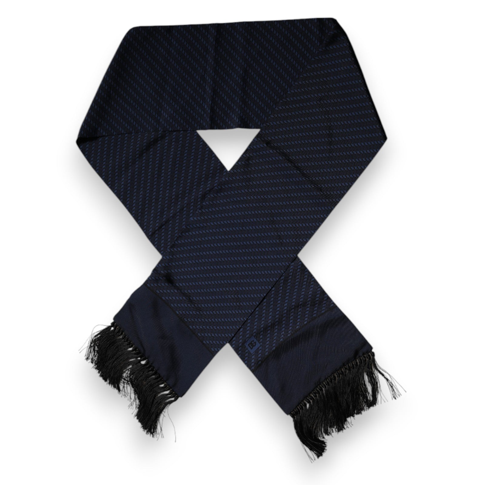 Dolce & Gabbana Dark Blue Fantasy Fringes Neck Wrap Men's Scarf