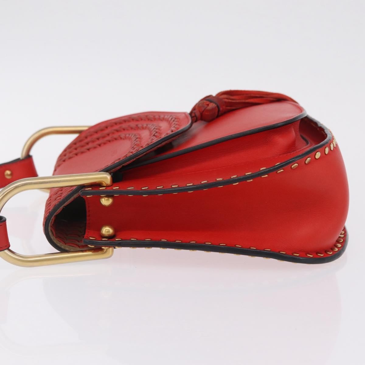 Chloe Hudson Whipstitch Leather Red Leather Handbag (Pre-Owned)
