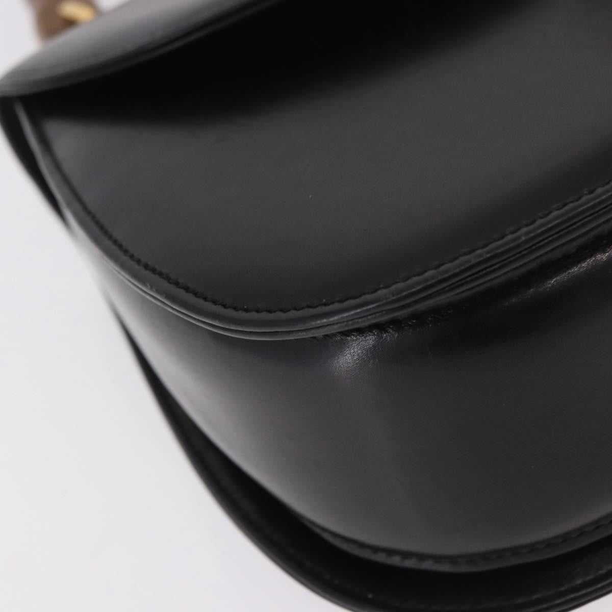 Gucci Vintage Convertible Bamboo Top Handle Leather Black Leather Handbag (Pre-Owned)