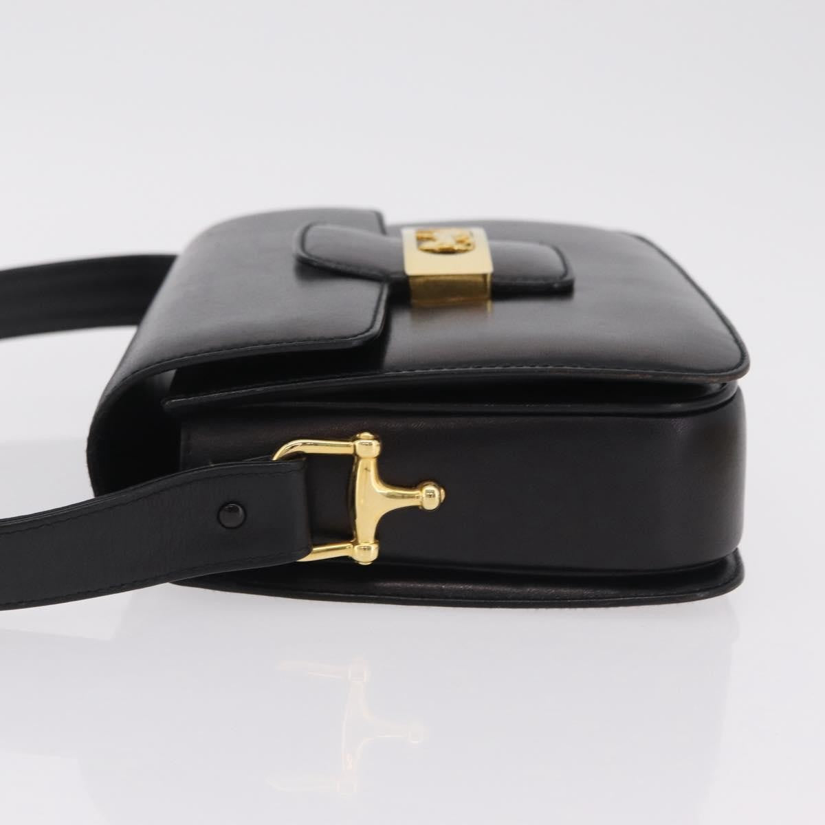 Celine Vintage Carriage Flap Leather Black Leather Handbag (Pre-Owned)