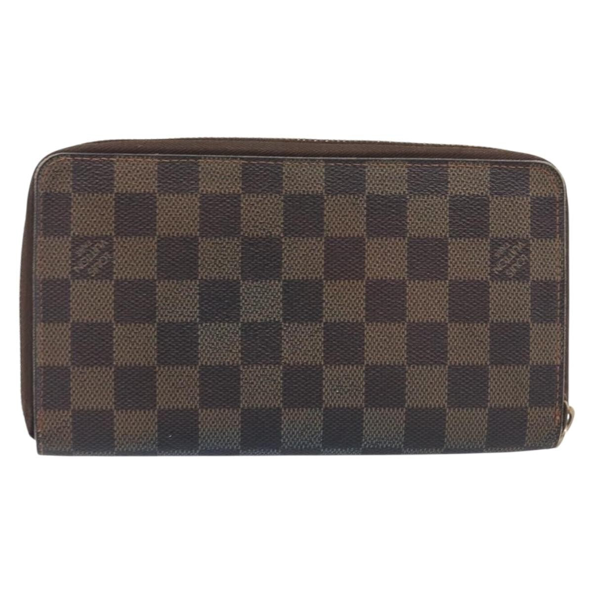 Louis Vuitton Zippy Organizer Damier Brown Canvas Wallets Accessory (Pre-Owned)