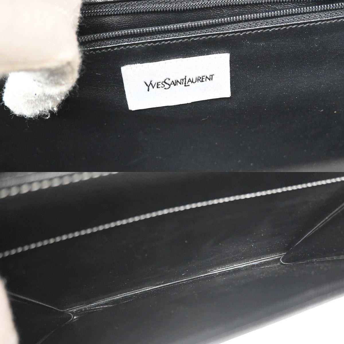 Saint Laurent Front Logo Plaque Convertible Clutch Leather Black Leather Clutche & Pouche Bag (Pre-Owned)